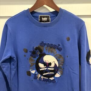 Denimicity Sweatshirt Men Small Blue Dropping Bombs Textured Streetwear